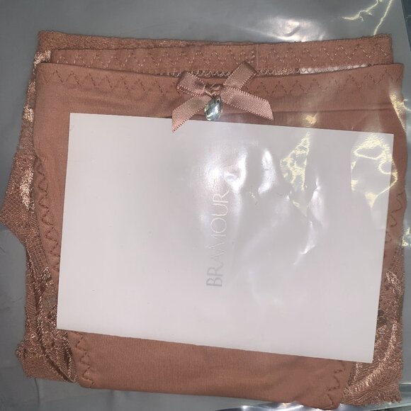 Set of 3! Thongs Large Panties Bramour Tribeca 30-L FITS 29-30" Lacy Briefs Nude - Picture 7 of 16